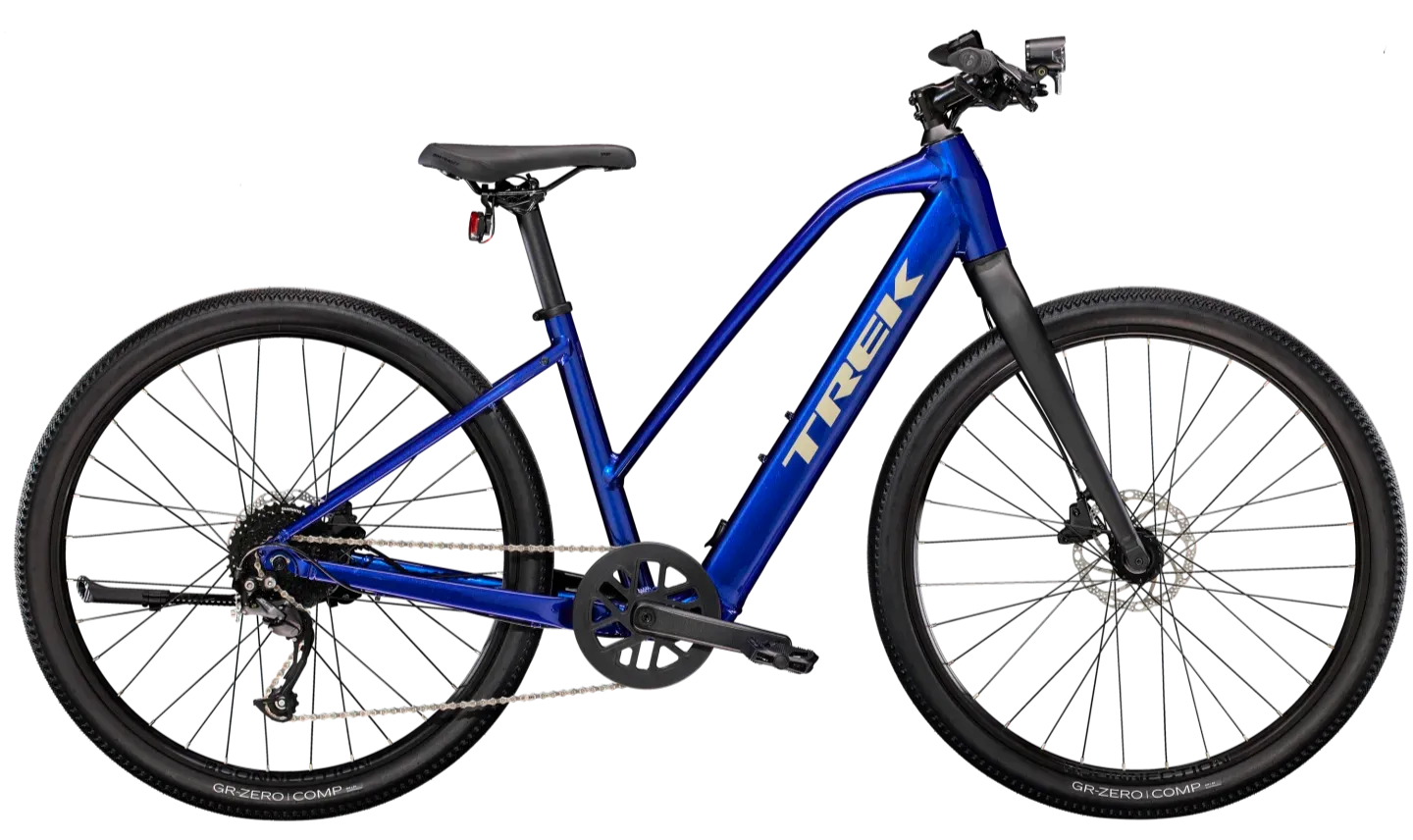 Trek Dual Sport+ 2 Stagger Elektrische Gravel Bike Dames Straightbar L Blauw