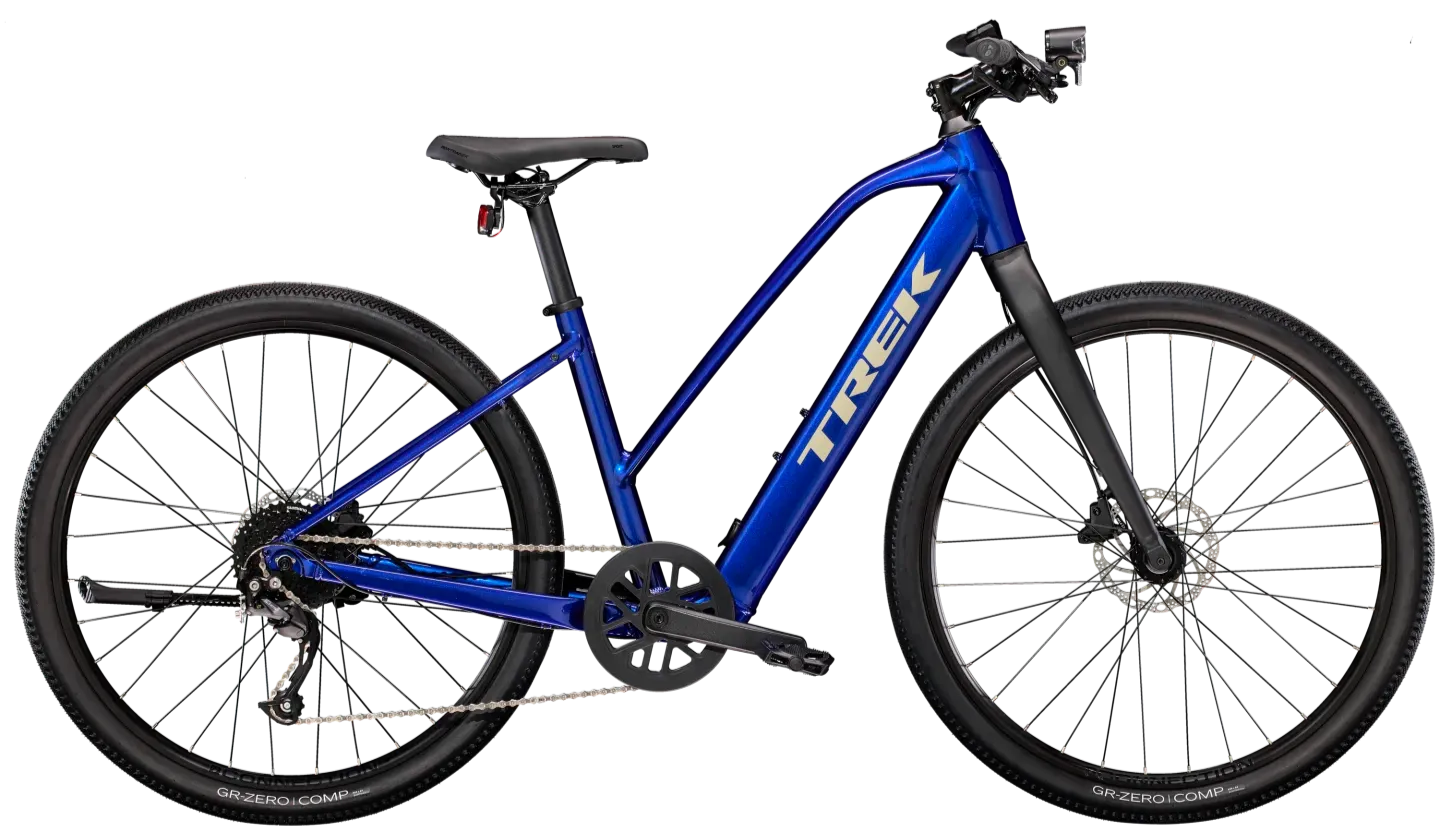 Trek Dual Sport+ 2 Stagger Elektrische Gravel Bike Dames Straightbar XL Blauw