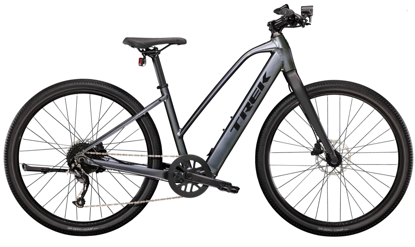Trek Dual Sport+ 2 Stagger Elektrische Gravel Bike Dames Straightbar XL Grijs