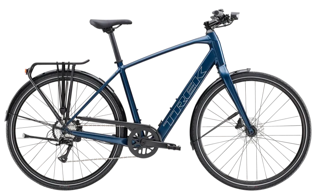 Trek FX+ 2 LT Lichtgewicht Elektrische Fiets Heren 2024 S Blauw
