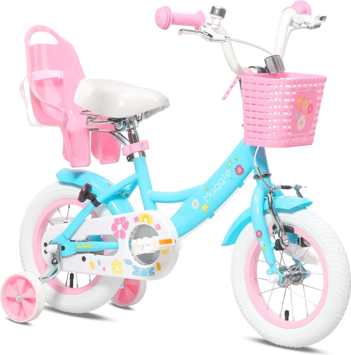 12 14 16 inch kinderfiets voor 2-7 jaar meisjesfiets oud met poppenzitting en steunwielen, meerdere kleuren Kinderfiets kopen online