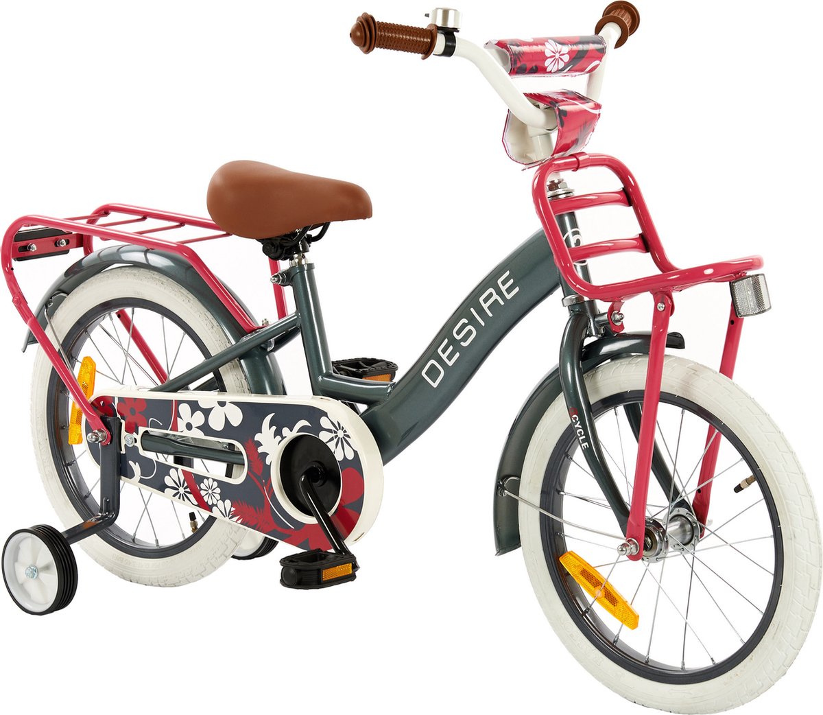 2cycle desire grijs roze meisjesfiets 4 tot 6 jaar