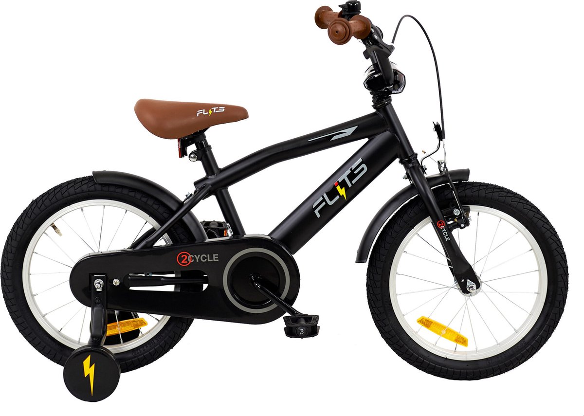 2cycle flits kinderfiets 16 inch zwart jongensfiets 16 inch fiets