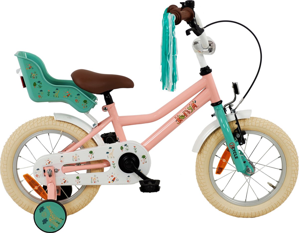 2Cycle Kenya - Kinderfiets - 14 inch - Roze - met Poppenzitje - Meisjesfiets - 14 inch fiets Kinderfiets kopen online