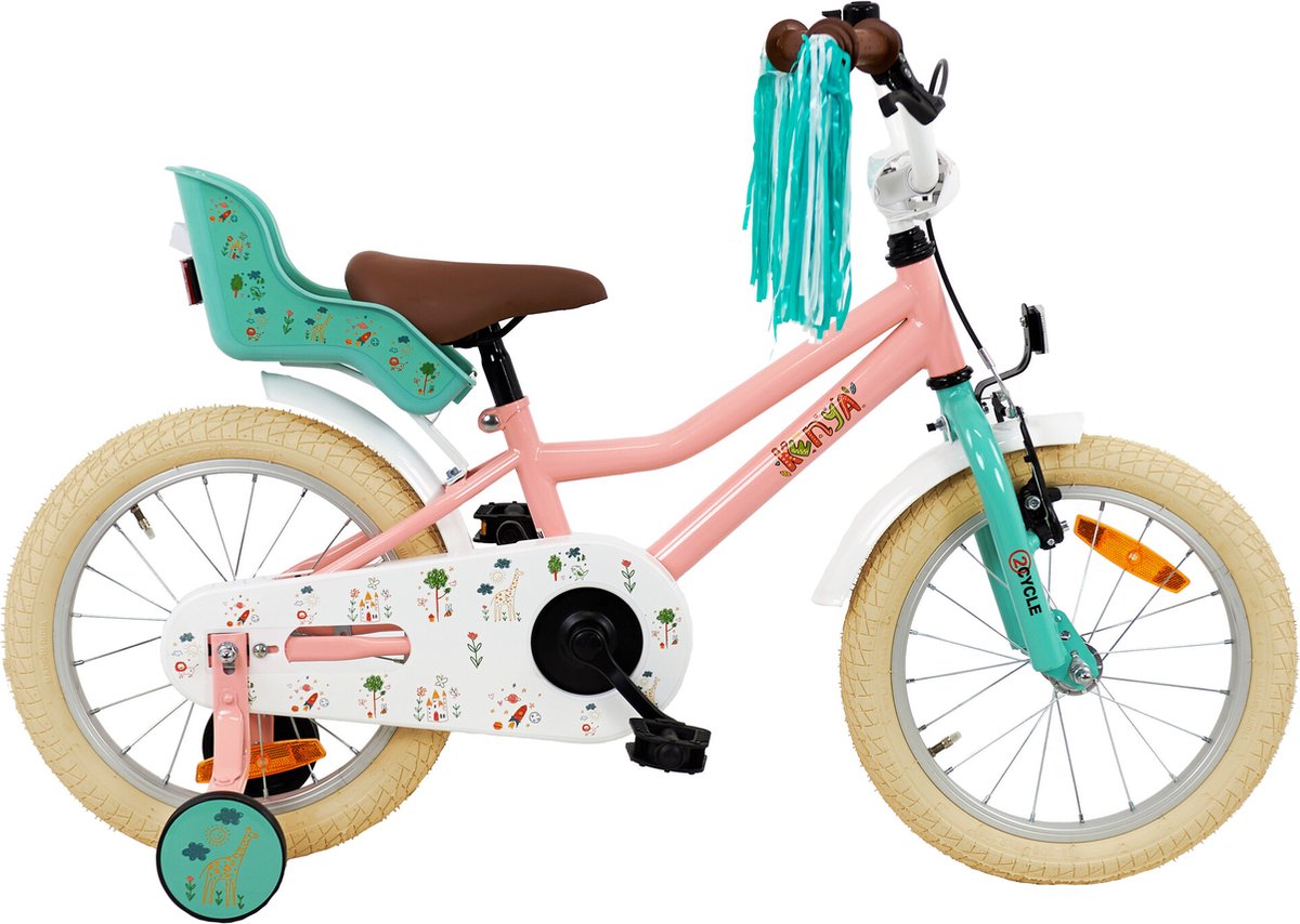 2Cycle Kenya - Kinderfiets - 16 inch - Roze - met Poppenzitje - Meisjesfiets - 16 inch fiets Kinderfiets kopen online
