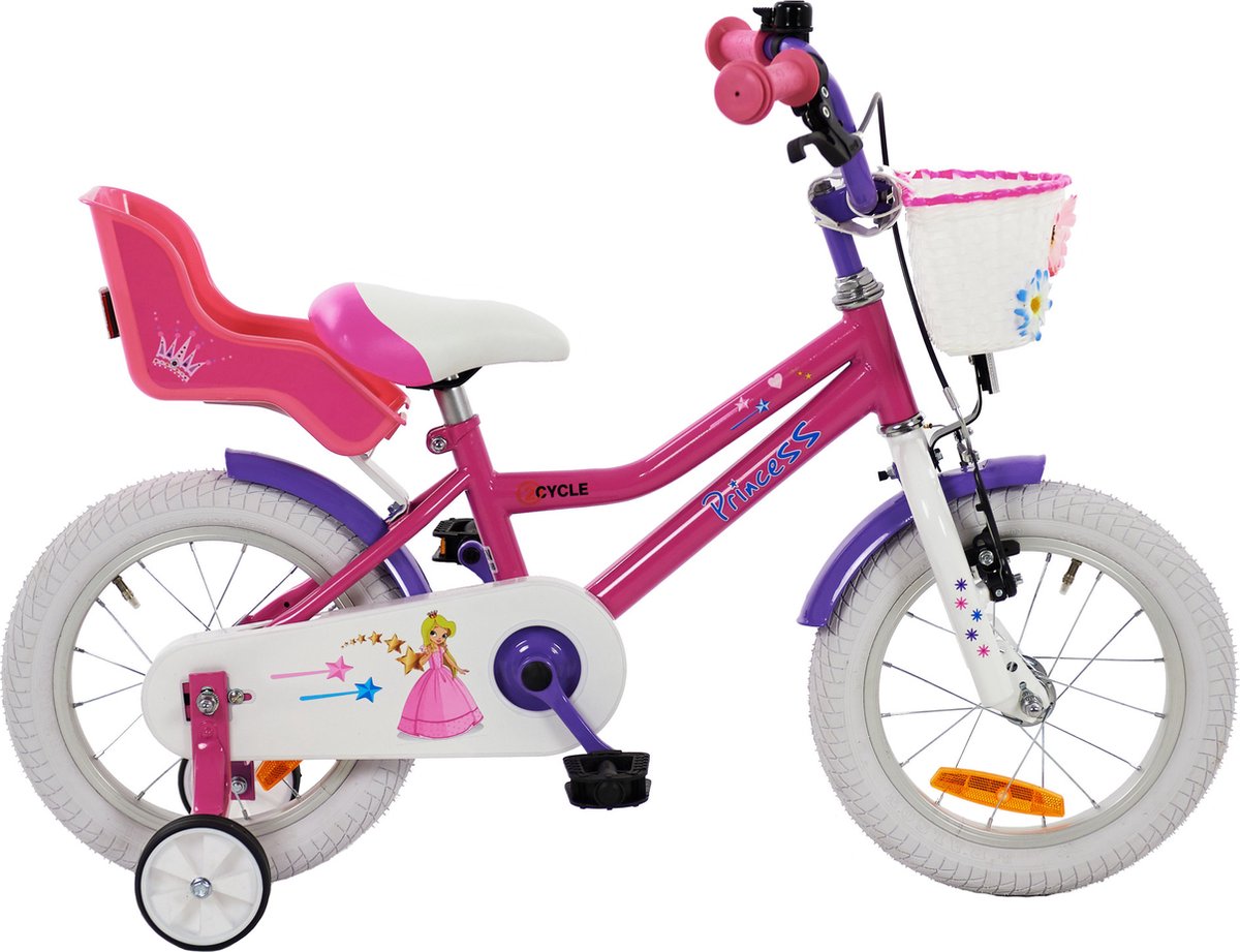 2Cycle Princess - Kinderfiets - 14 inch - Roze - met Poppenzitje 2 Cycle Zeemeermin - Kinderfiets - 14 inch - Meisjesfiets - 14 inch fiets Kinderfiets kopen online