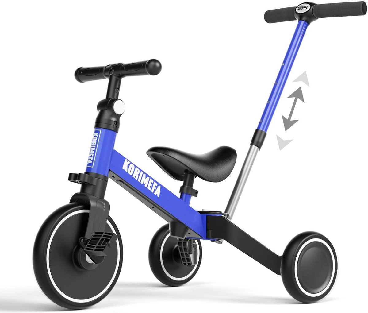 4 in 1 peuter loopfiets kids trike voor 1 2 jaar oude jongens meisjes trike met ouder handvat kinderen fiets met verstelbare zitting en afneembare pedaal