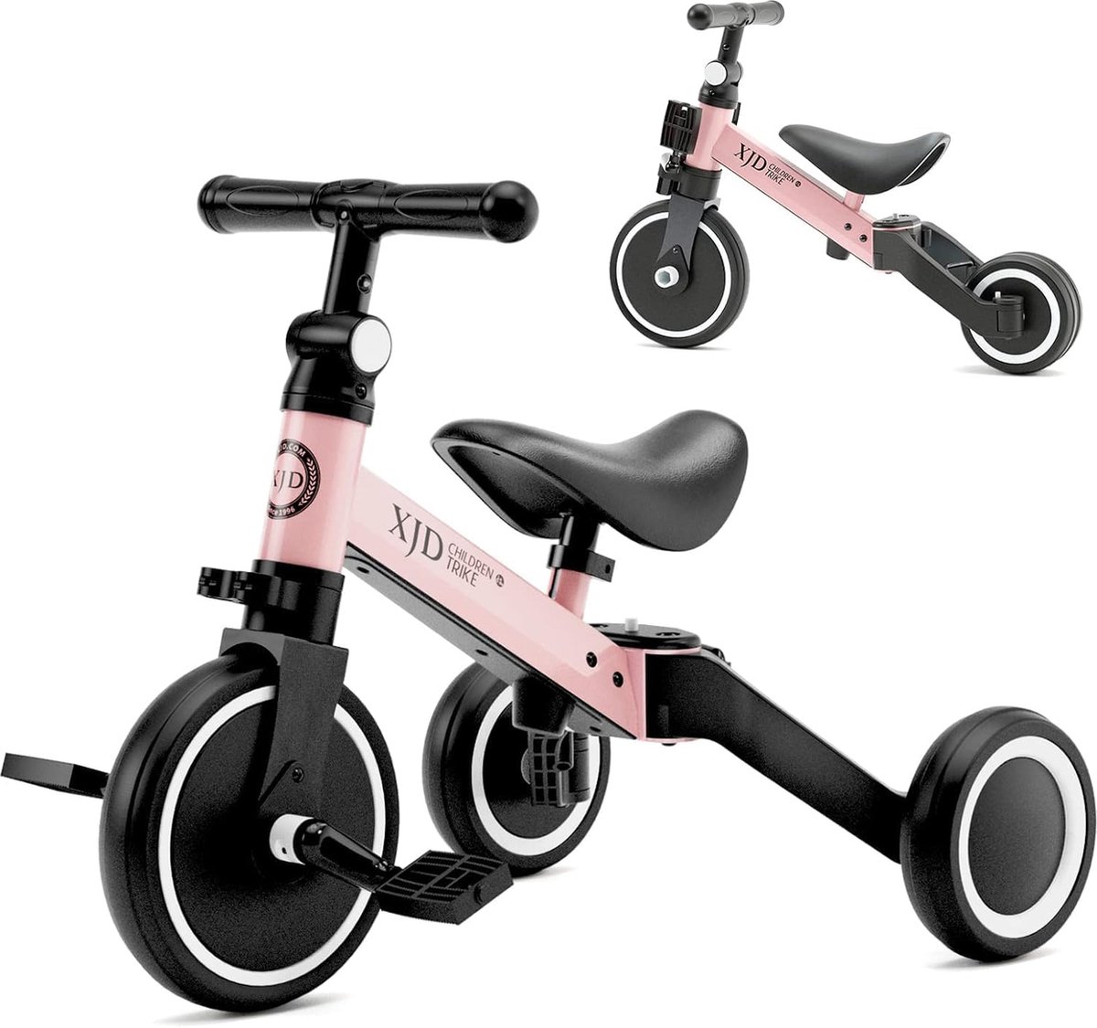 5 in 1 peuter loopfiets kinderdriewieler voor 1-3 jaar oude jongens en meisjes, 3 wielen kinder driewielers, eerste babyfiets voor binnen en buiten, verjaardagscadeaus voor peuters (5-in-1, roze) Kinderfiets kopen online