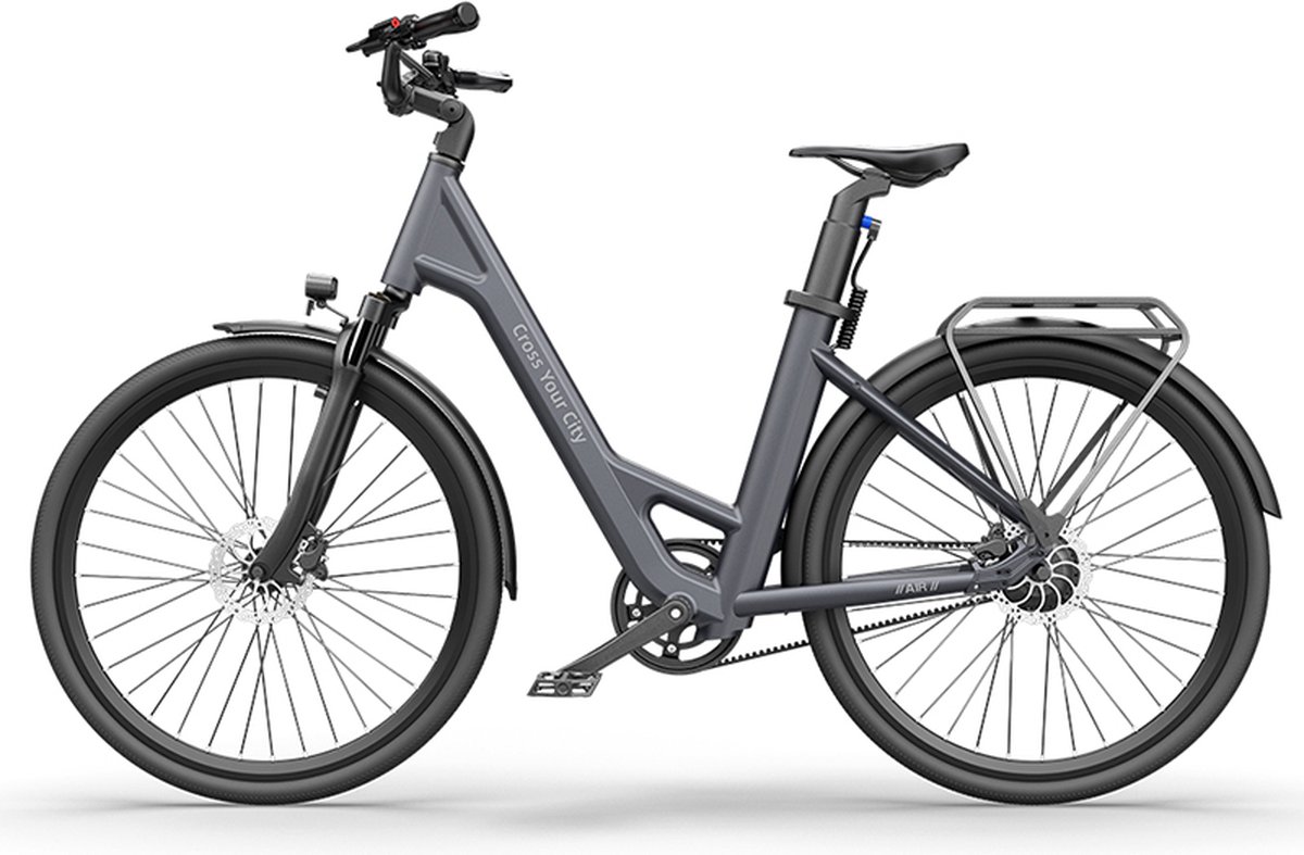 a dece oasis a28 air elektrische stadsfiets grijs samsung batterij carbon belt torque sensor ipx7 display hydraulische schijfremmen voorvork met vering