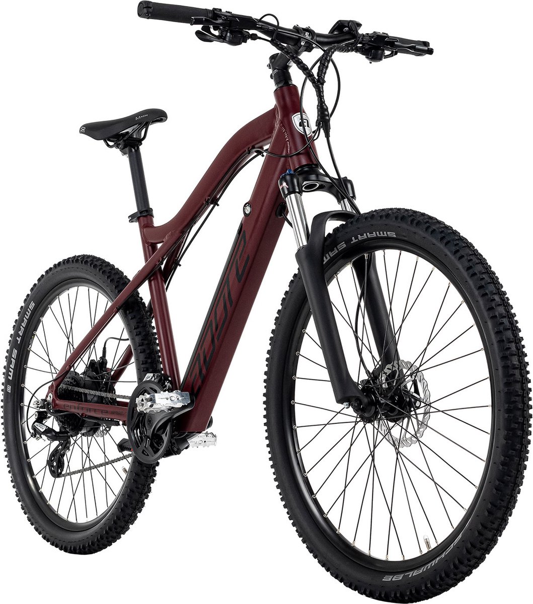 adore fiets elektrisch e mountainbike 27 5 adore enforce rood 250 watt li ion 36v 14 ah 504 wh 49 cm