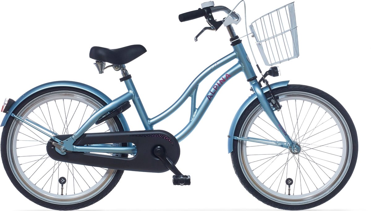 Alpina Ocean Meisjesfiets - 20 inch - Dusk Blue Matt - Stadsfiets - Kinderfiets met mandje - Blauw Kinderfiets kopen online