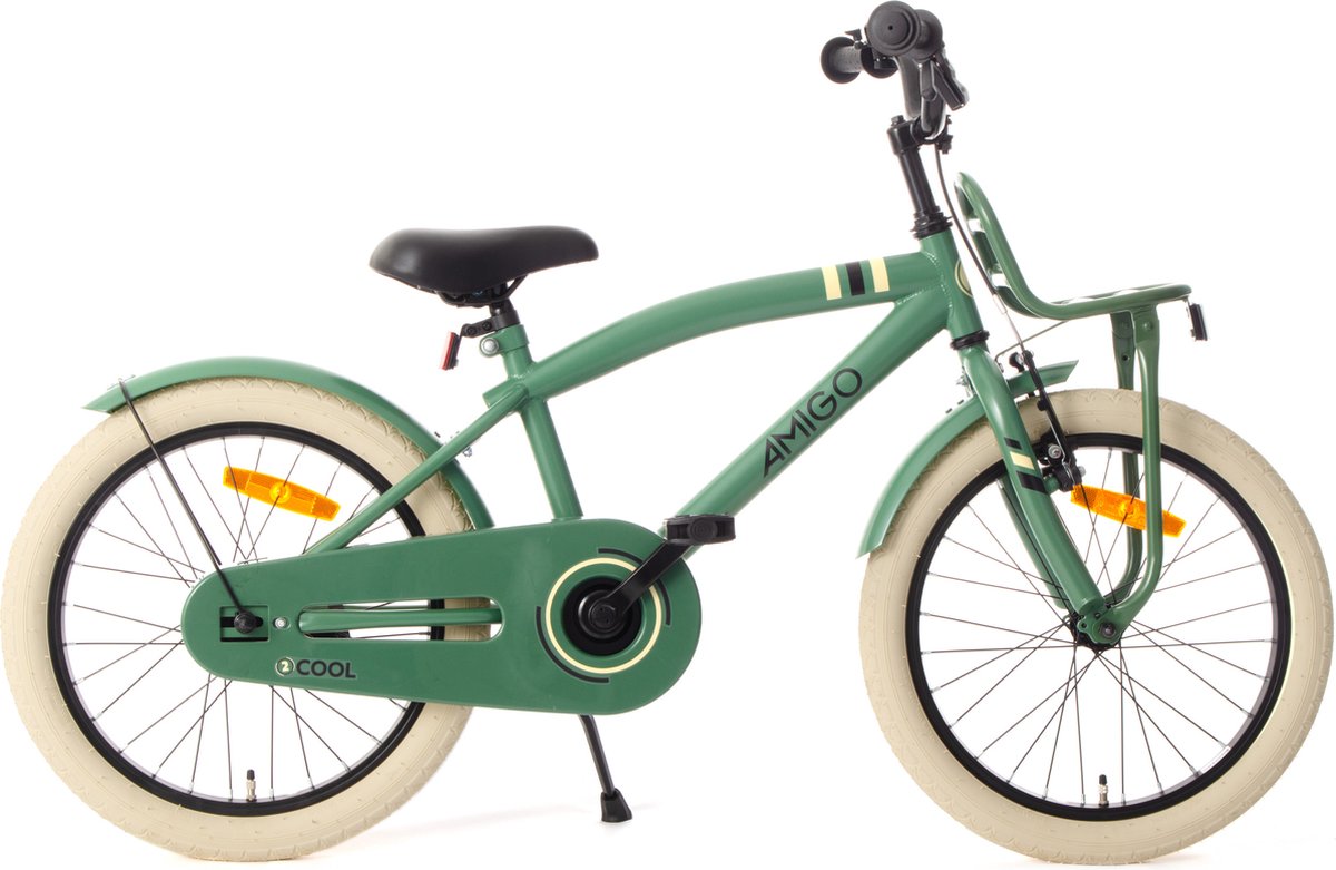 amigo 2cool jongensfiets 18 inch kinderfiets voor 5 tot 7 jaar 105 120 cm groen