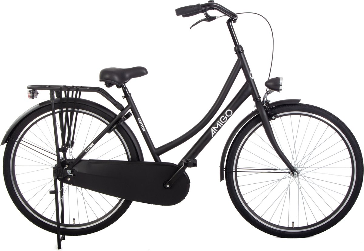 amigo cotton omafiets 28 inch dames 50 cm omafiets dames terugtraprem matzwart