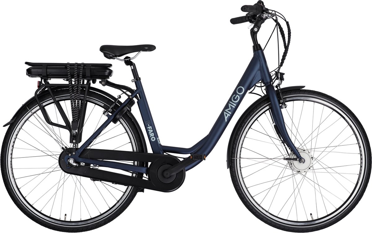 AMIGO E-Faro S1 Elektrische Fiets - E-bike 28 Inch 49 cm - 3 Versnellingen - V-Brakes - Matblauw Fiets (elektrisch) kopen online