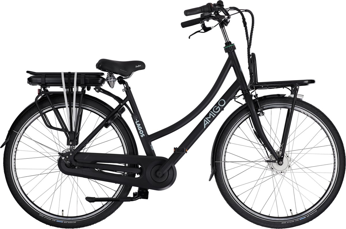 AMIGO E-Lagos T3 Elektrische Fiets - E-bike 28 Inch 50 cm - 7 Versnellingen - Rollerbrakes - Matzwart Fiets (elektrisch) kopen online