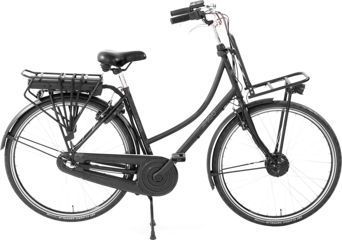 AMIGO E-Strong T1 - Elektrische Stadsfiets voor Dames - 28 Inch 51 cm - 3 Versnellingen - Matzwart/Zwart Fiets (elektrisch) kopen online
