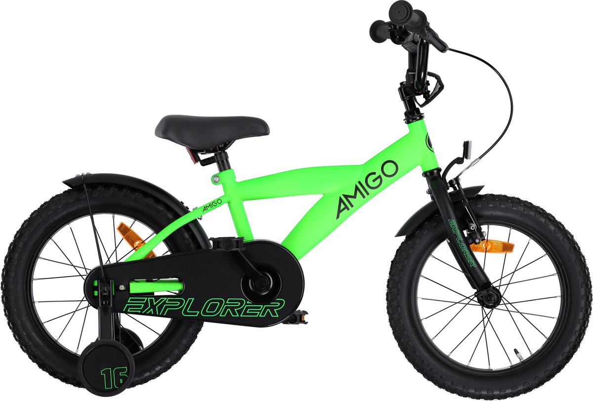AMIGO Explorer Jongensfiets 16 Inch - Kinderfiets voor 4 tot 6 Jaar - 100-115 cm - Groen/Zwart Kinderfiets kopen online