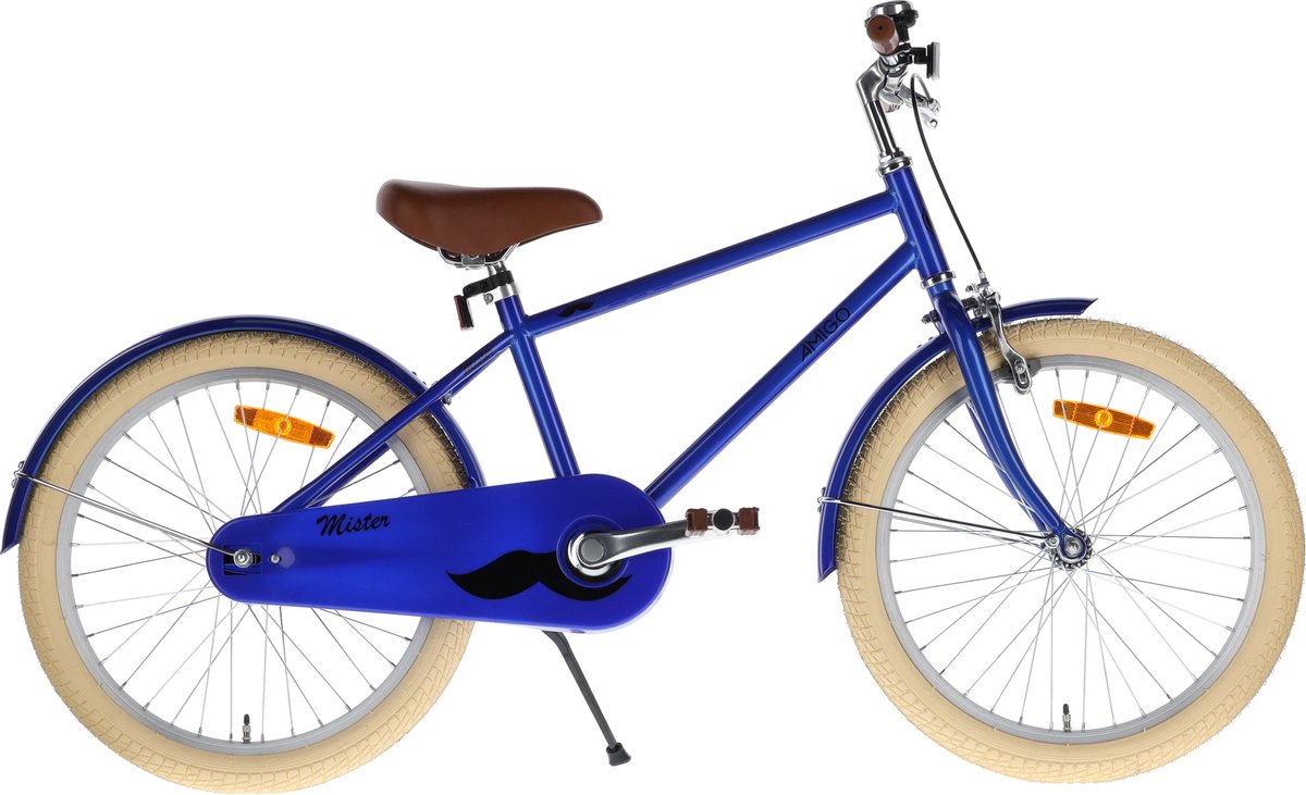 amigo mister jongensfiets 20 inch kinderfiets voor 6 tot 8 jaar 110 125 cm blauw