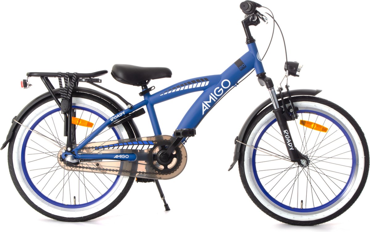 amigo roady jongensfiets 20 inch kinderfiets voor 6 tot 8 jaar 110 125 cm 3 versnellingen blauw