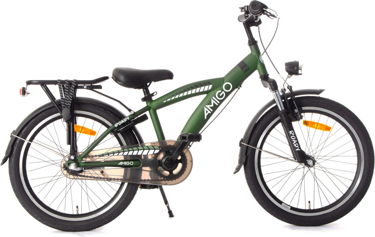 amigo roady jongensfiets 20 inch kinderfiets voor 6 tot 8 jaar 110 125 cm 3 versnellingen groen