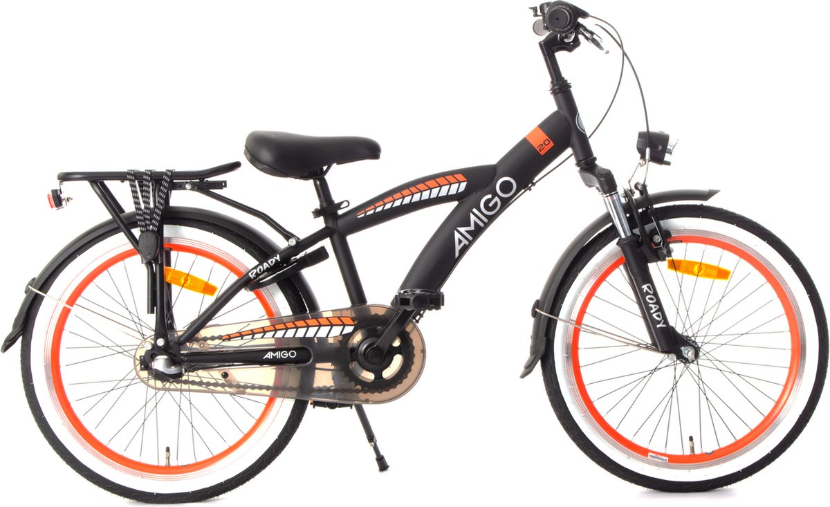 AMIGO Roady Jongensfiets 20 Inch - Kinderfiets voor 6 tot 8 Jaar - 110-125 cm - 3 Versnellingen - Zwart/Oranje Kinderfiets kopen online