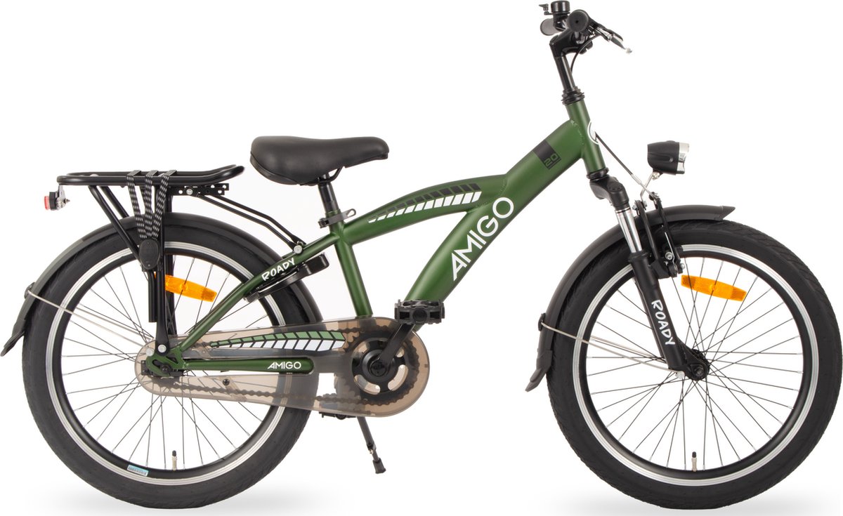amigo roady jongensfiets 20 inch kinderfiets voor 6 tot 8 jaar 110 125 cm groen
