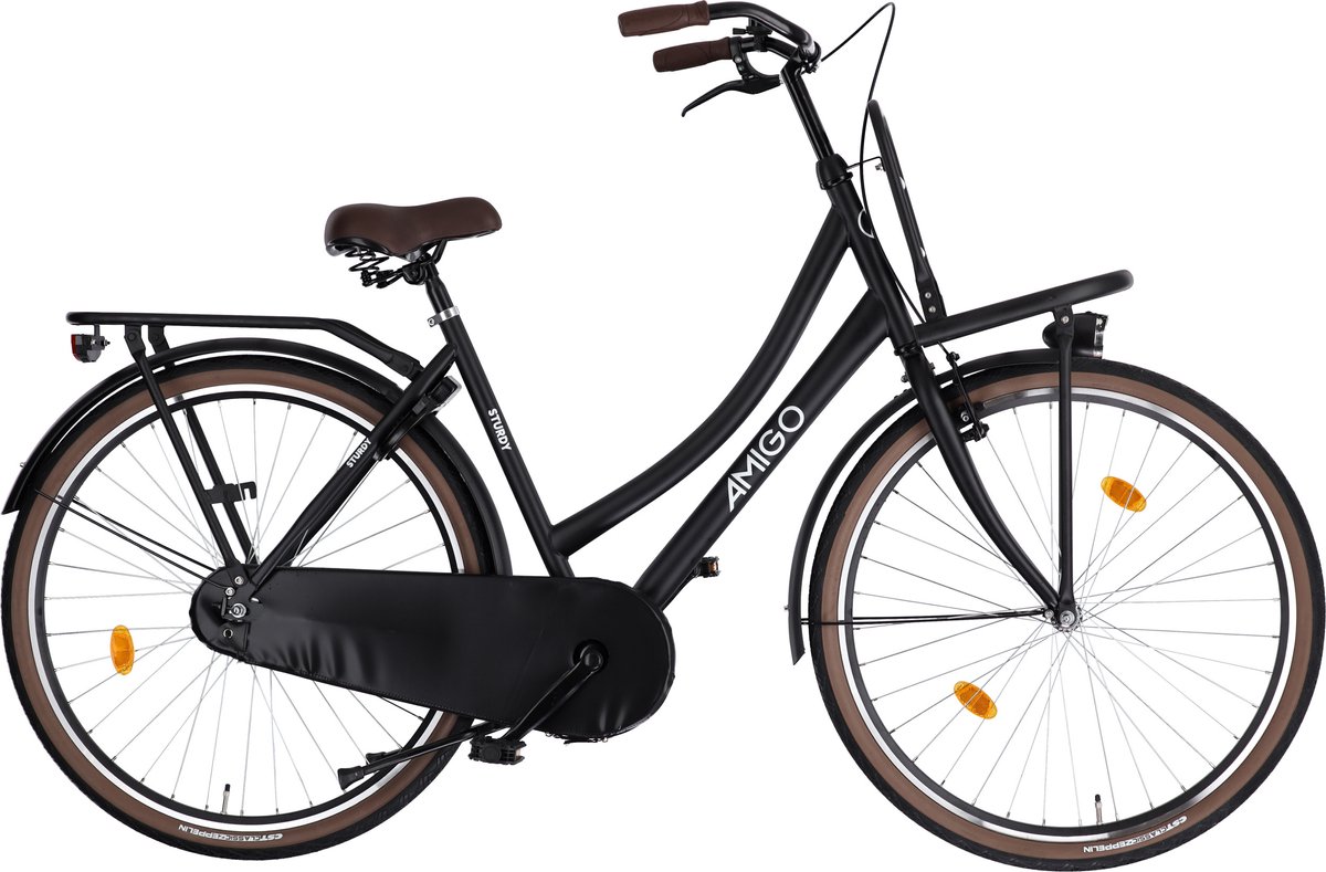 AMIGO Sturdy - Transportfiets voor Dames - Omafiets 28 Inch 50 cm - Terugtraprem en V-brakes - Matzwart Fiets kopen online