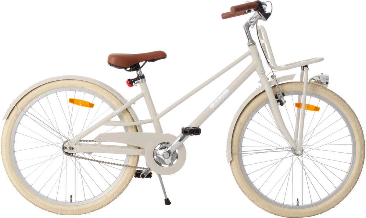amigo urban kinderfiets 24 inch 35 cm 8 tot 12 jaar met terugtraprem en v brake zandkleurig
