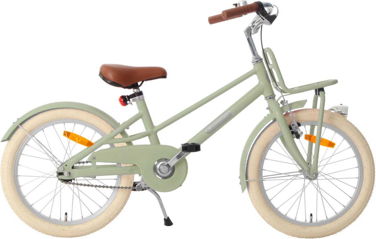 amigo urban meisjesfiets 18 inch kinderfiets voor 5 tot 7 jaar 105 120 cm groen