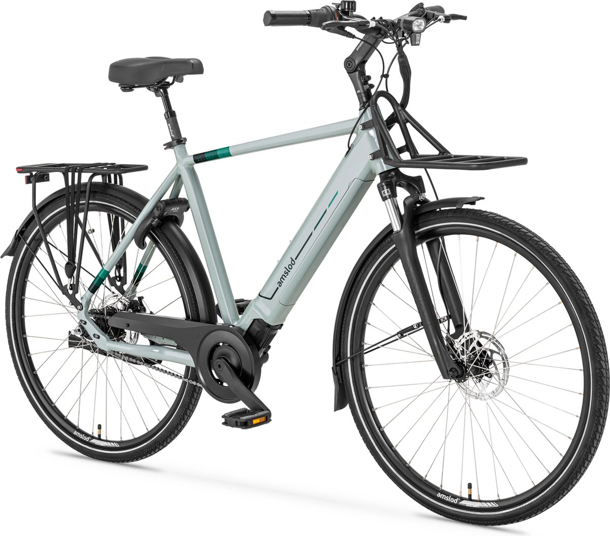 amslod denton e lv elektrische fiets maat l 56cm arden green 360wh accu voordrager rekje