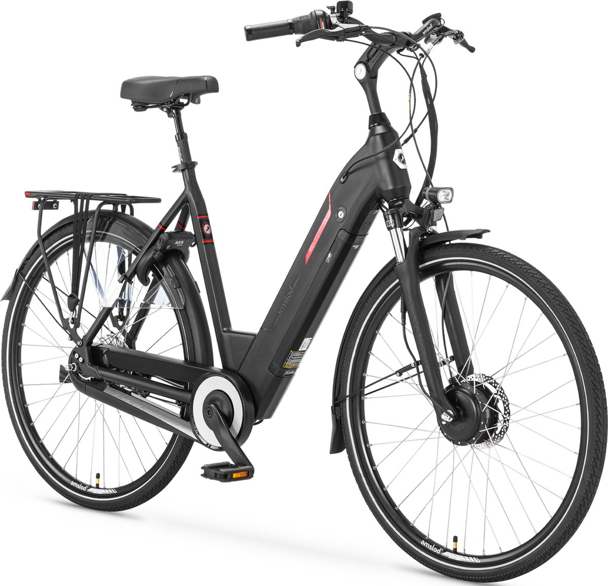 Amslod Newton F-LV Elektrische Fiets -Maat L (58 cm) - Voorwielmotor - Jet Black - 540Wh accu - Comfort Flow collectie Fiets (elektrisch) kopen online