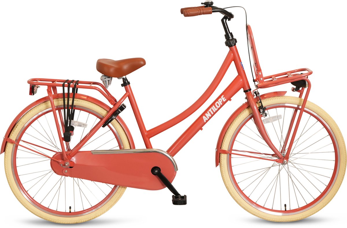 antilope cargo transport meisjesfiets 26 inch koraalrood