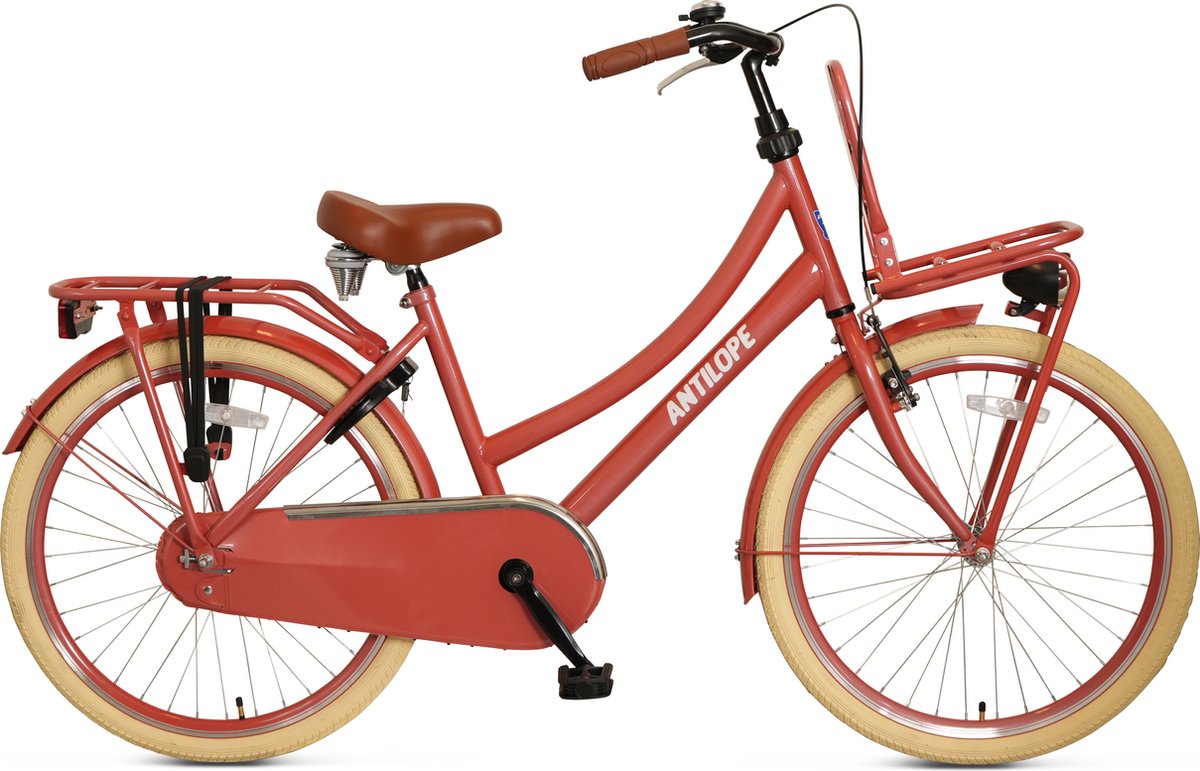 antilope mini cargo transport 24 inch meisjesfiets koraalrood