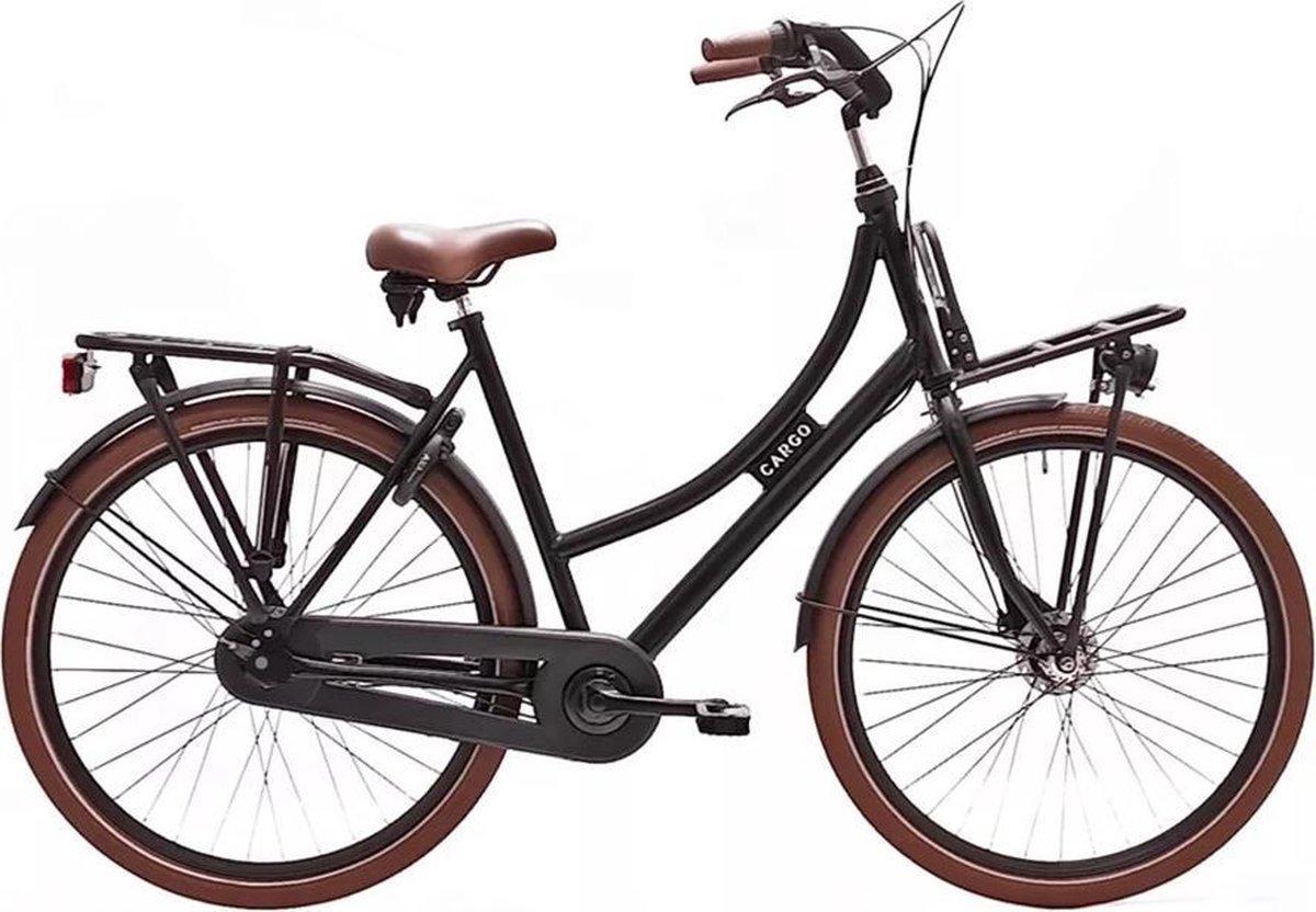 avalon cargo damesfiets transportfiets voor dames 28 inch 50 cm 7 versnellingen rollerbrake matzwart