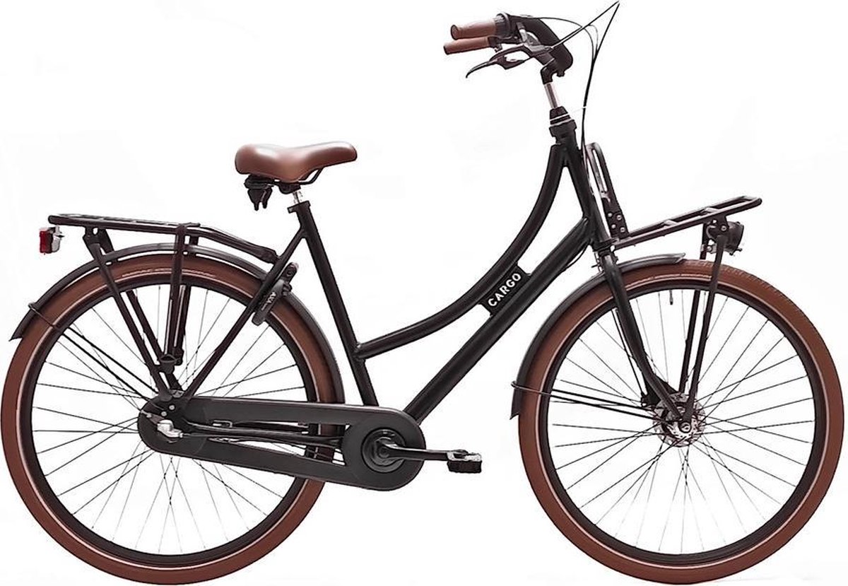 avalon cargo transportfiets damesfiets 28 inch 3 versnellingen matzwart