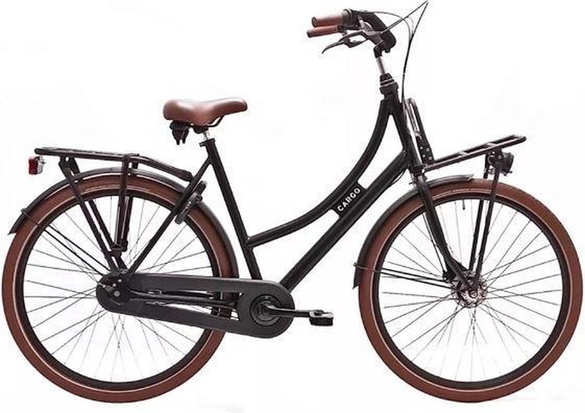 avalon cargo transportfiets voor dames 28 inch 57 cm 7 versnellingen matzwart