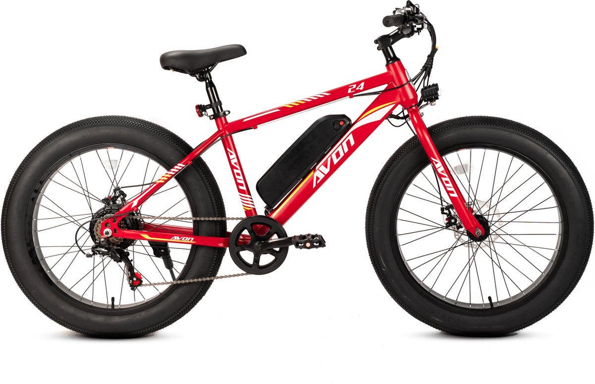 Avon X6 250w E-bike Fatbike 250w Motor 24 Inch Rood Gratis Rijklaar Bezorgd Fiets (elektrisch) kopen online