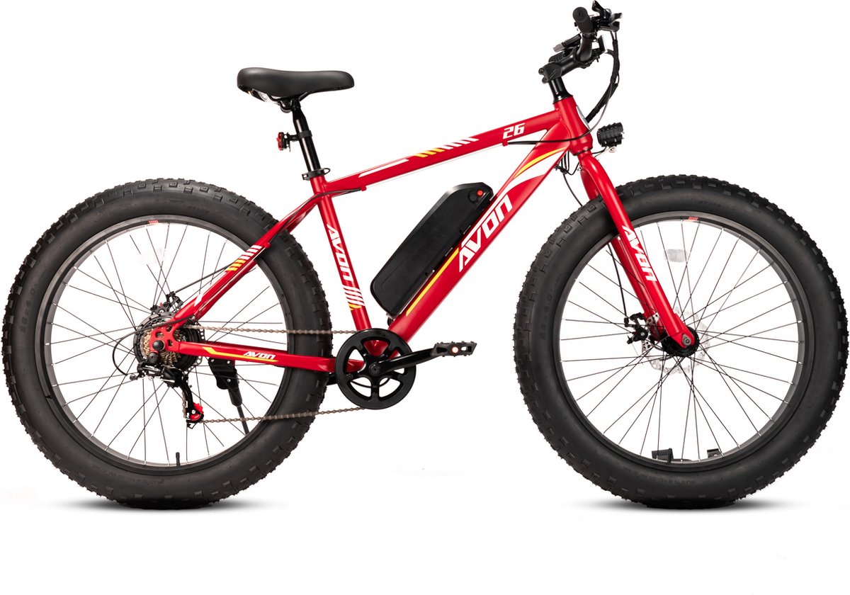 avon x6 250w e bike fatbike 250w motor 26 inch rood gratis rijklaar bezorgd