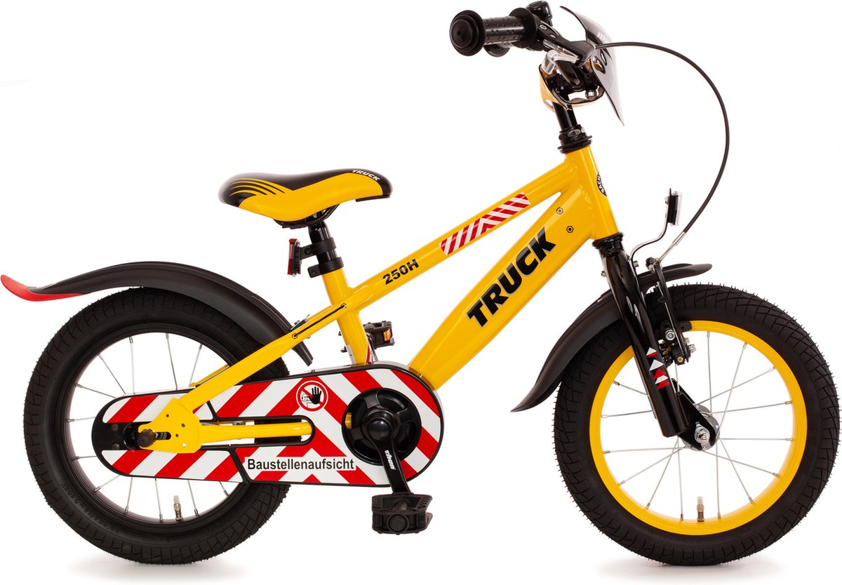 bachtenkirch kinderfiets truck 14 inch geel en zwart