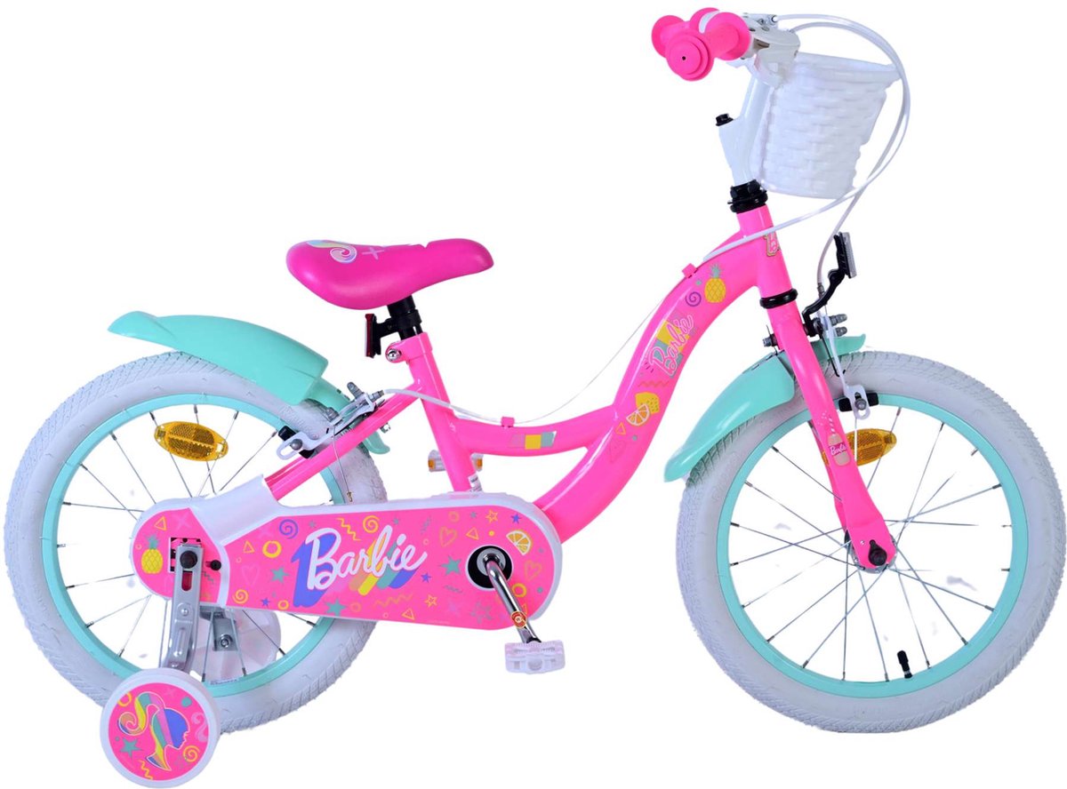 Barbie Kinderfiets - Meisjes - 16 inch - Roze - Twee handremmen Kinderfiets kopen online