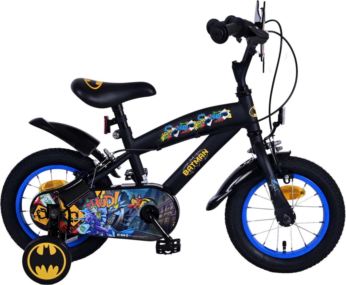 batman kinderfiets jongens 12 inch zwart twee handremmen