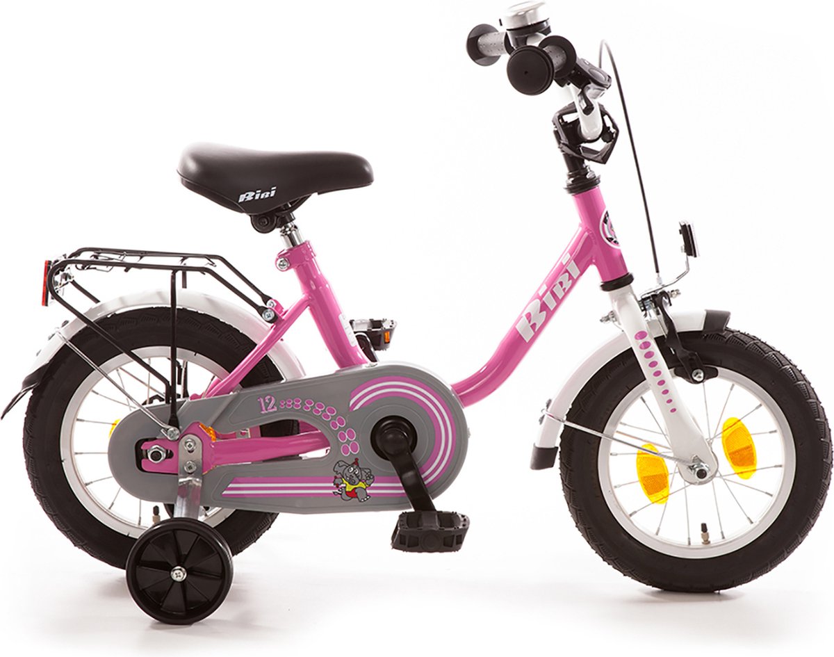 Bibi kinderfiets 12,5 inch roze/wit Kinderfiets kopen online