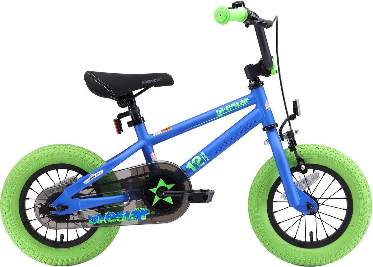 Bikestar 12 inch BMX kinderfiets, blauw / groen Kinderfiets kopen online