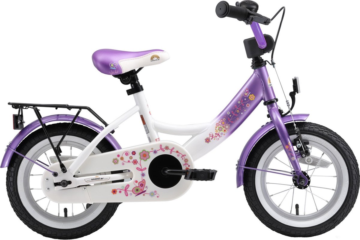 Bikestar 12 inch Classic kinderfiets, lila / wit Kinderfiets kopen online