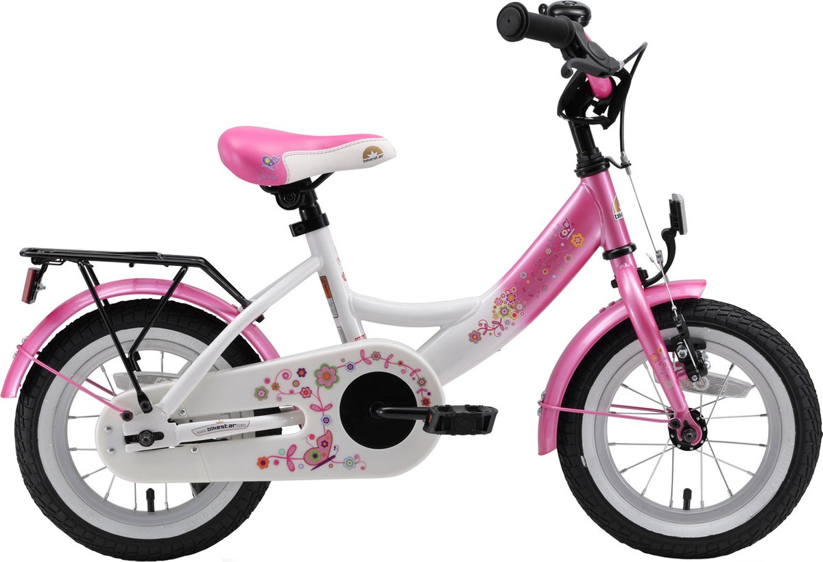 Bikestar 12 inch Classic kinderfiets, roze / wit Kinderfiets kopen online