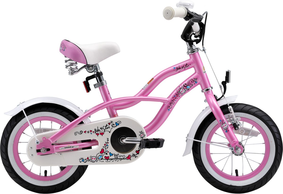 Bikestar 12 inch Cruiser kinderfiets, roze Kinderfiets kopen online