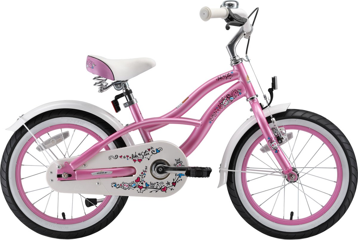 bikestar 16 inch cruiser kinderfiets roze