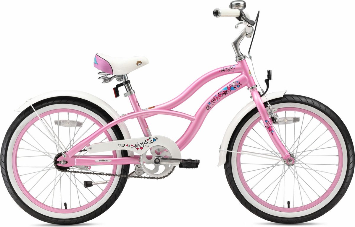 Bikestar 20 inch Cruiser kinderfiets, roze Kinderfiets kopen online
