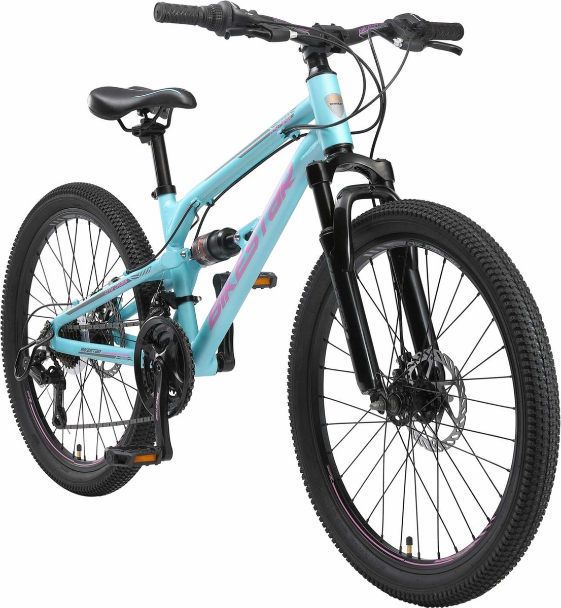 bikestar 24 inch alu mtb fully 21 speed blauw