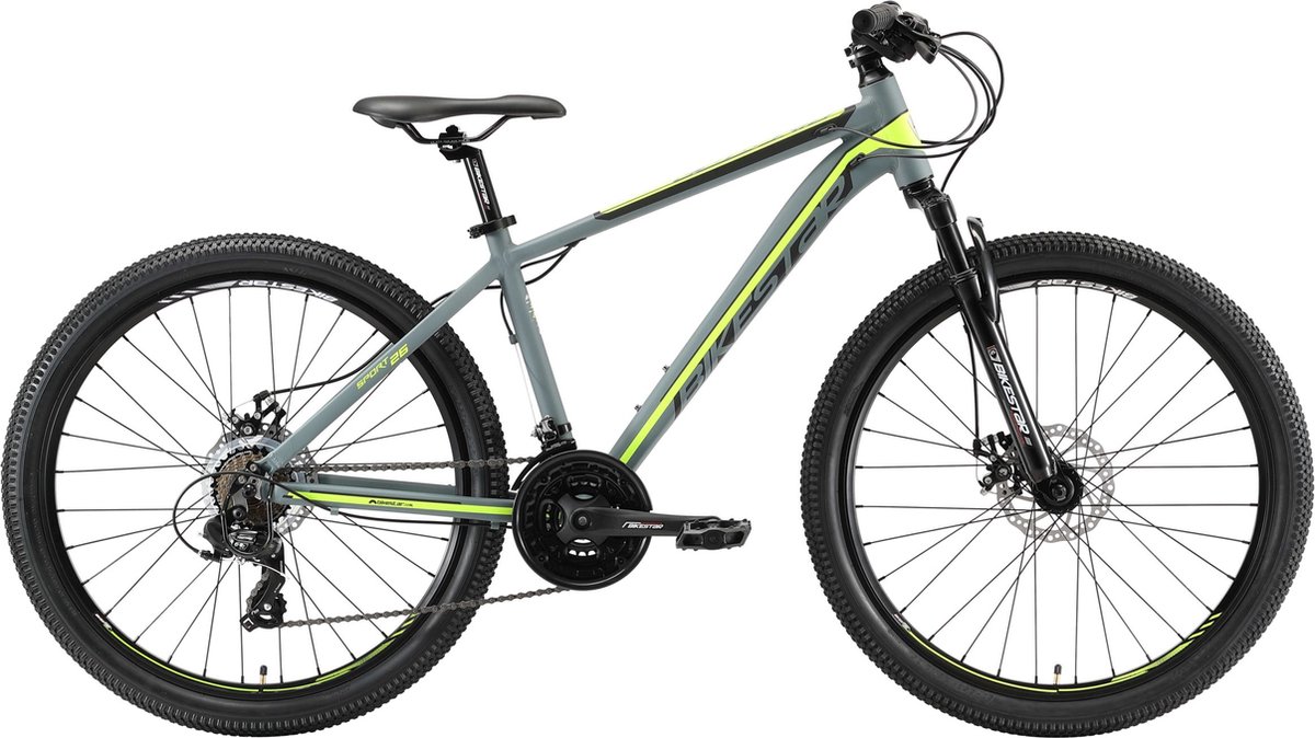 bikestar 26 inch 21 speed hardtail sport mtb grijs geel